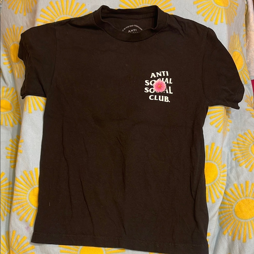 Anti Social Social Club Black Tee with Pink Logo